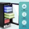 imageEUHOMY 15 Inch Beverage Refrigerator Cooler Under Counter 127 Cans Beverage Fridge Builtin or Freestanding with Glass Door LED Light Beer Fridge for Soda Water Wine  Home Kitchen Bar