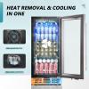 imageEUHOMY 15 Inch Beverage Refrigerator Cooler Under Counter 127 Cans Beverage Fridge Builtin or Freestanding with Glass Door LED Light Beer Fridge for Soda Water Wine  Home Kitchen Bar