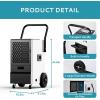 imageEUHOMY 160 Pints Commercial Dehumidifier Large Dehumidifier With Drain Hose Timer and 4 WheelsIndustrial Dehumidifiers for Flood Repair Drying Basement Warehouse and FactoryDH01 with Pump
