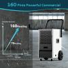 imageEUHOMY 160 Pints Commercial Dehumidifier Large Dehumidifier With Drain Hose Timer and 4 WheelsIndustrial Dehumidifiers for Flood Repair Drying Basement Warehouse and FactoryDH01