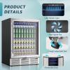 imageEUHOMY 24 Inch Beverage Refrigerator 180 Can Builtin Beverage Cooler Under Counter Beer Fridge with Glass Door for Soda Water Wine  For Kitchen Bar or Office24 Undercounter Beverage Refrigerator