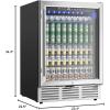 imageEUHOMY 24 Inch Beverage Refrigerator 180 Can Builtin Beverage Cooler Under Counter Beer Fridge with Glass Door for Soda Water Wine  For Kitchen Bar or Office24 Undercounter Beverage Refrigerator
