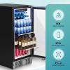 imageEUHOMY 24 Inch Beverage Refrigerator Builtin and Freestanding Beverage Cooler 180 Can Under Counter Beverage Fridge with Stainless Steel Door Outdoor Refrigerator for Soda Beer Wine15 Stainless Steel Refrigerator