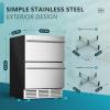 imageEUHOMY 24 Inch Under Counter Double Drawer Fridge Weather Proof Stainless Steel Outdoor Beverage Refrigerator for Patio Builtin Beverage Fridge for Home ampamp Commercial Use Stainless Steel SilverDrawer Refrigerator