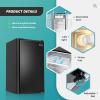 imageEUHOMY 32 CuFt Mini Fridge with Freezer Single Door Compact Refrigerator Energy Saving Mini Refrigerator Adjustable Thermostat Mini fridge for Bedroom Dorm Office SilverBlack