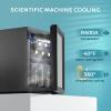 imageEUHOMY 48 Can Beverage Refrigerator coolerMini Fridge Glass Door for Beer Drinks Wines Countertop Beverage Fridge with Adjustable Shelves Blue LED for HomeOfficeDormBar 13 cuft13 CUFT