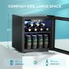 imageEUHOMY 48 Can Beverage Refrigerator coolerMini Fridge Glass Door for Beer Drinks Wines Countertop Beverage Fridge with Adjustable Shelves Blue LED for HomeOfficeDormBar 13 cuft13 CUFT