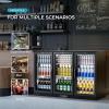 imageEUHOMY Back Bar Cooler With 2 Glass Swing Doors Under Counter Back Bar Refrigerator with LED Lighting 74 CuFt Counter Height Refrigerator for Beer Soda Drinks Wine Black3 Door Back Bar Cooler