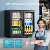 imageEUHOMY Back Bar Cooler With 2 Glass Swing Doors Under Counter Back Bar Refrigerator with LED Lighting 74 CuFt Counter Height Refrigerator for Beer Soda Drinks Wine Black2 Door Back Bar Cooler