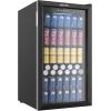 imageEUHOMY Beverage Refrigerator and Cooler 128 Can Mini fridge with Glass Door Small Refrigerator with Adjustable Shelves for Soda Beer or Wine HomeBarOffice BlackBlack