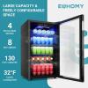 imageEUHOMY Beverage Refrigerator and Cooler 128 Can Mini fridge with Glass Door Small Refrigerator with Adjustable Shelves for Soda Beer or Wine HomeBarOffice BlackBlack
