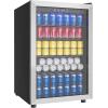 imageEUHOMY Beverage Refrigerator and Cooler 128 Can Mini fridge with Glass Door Small Refrigerator with Adjustable Shelves for Soda Beer or Wine HomeBarOffice BlackSilver