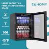 imageEUHOMY Beverage Refrigerator and Cooler 128 Can Mini fridge with Glass Door Small Refrigerator with Adjustable Shelves for Soda Beer or Wine HomeBarOffice BlackBlack