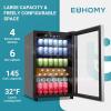 imageEUHOMY Beverage Refrigerator and Cooler 128 Can Mini fridge with Glass Door Small Refrigerator with Adjustable Shelves for Soda Beer or Wine HomeBarOffice BlackSilver