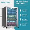 imageEUHOMY Beverage Refrigerator and Cooler 128 Can Mini fridge with Glass Door Small Refrigerator with Adjustable Shelves for Soda Beer or Wine HomeBarOffice BlackSilver