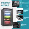 imageEUHOMY Beverage Refrigerator and Cooler 128 Can Mini fridge with Glass Door Small Refrigerator with Adjustable Shelves for Soda Beer or Wine HomeBarOffice BlackBlack
