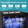imageEUHOMY Beverage Refrigerator and Cooler 128 Can Mini fridge with Glass Door Small Refrigerator with Adjustable Shelves for Soda Beer or Wine HomeBarOffice BlackBlack