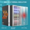imageEUHOMY Beverage Refrigerator and Cooler 128 Can Mini fridge with Glass Door Small Refrigerator with Adjustable Shelves for Soda Beer or Wine HomeBarOffice BlackSilver