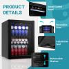 imageEUHOMY Beverage Refrigerator and Cooler 128 Can Mini fridge with Glass Door Small Refrigerator with Adjustable Shelves for Soda Beer or Wine HomeBarOffice BlackBlack