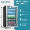 imageEUHOMY Beverage Refrigerator and Cooler 128 Can Mini fridge with Glass Door Small Refrigerator with Adjustable Shelves for Soda Beer or Wine HomeBarOffice BlackSilver