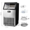 imageEUHOMY Commercial Ice Maker Machine 100lbs24H Stainless Steel Under Counter ice Machine with 33lbs Ice Storage Capacity Freestanding Ice Maker100lbs24H