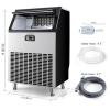 imageEUHOMY Commercial Ice Maker Machine 100lbs24H Stainless Steel Under Counter ice Machine with 33lbs Ice Storage Capacity Freestanding Ice Maker200lbs24H