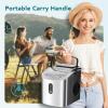 imageEUHOMY Countertop Ice Maker Machine with Handle 263lbs Per Day 9 Cubes in 6 Mins AutoCleaning Portable Ice Maker with Basket and Scoop for HomeKitchenCampingRV Silver