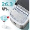 imageEUHOMY Countertop Ice Maker Machine with Handle 263lbs Per Day 9 Cubes in 6 Mins AutoCleaning Portable Ice Maker with Basket and Scoop for HomeKitchenCampingRV Silver