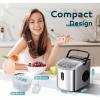 imageEUHOMY Countertop Ice Maker Machine with Handle 263lbs Per Day 9 Cubes in 6 Mins AutoCleaning Portable Ice Maker with Basket and Scoop for HomeKitchenCampingRV Silver