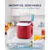 imageEUHOMY Countertop Ice Maker Machine with Handle 26lbs in 24Hrs 9 Ice Cubes Ready in 6 Mins AutoCleaning Portable Ice Maker with Basket and Scoop for HomeKitchenCampingRV BlackRed
