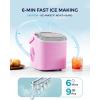 imageEUHOMY Countertop Ice Maker Machine with Handle 26lbs in 24Hrs 9 Ice Cubes Ready in 6 Mins AutoCleaning Portable Ice Maker with Basket and Scoop for HomeKitchenCampingRV BlackPink