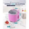 imageEUHOMY Countertop Ice Maker Machine with Handle 26lbs in 24Hrs 9 Ice Cubes Ready in 6 Mins AutoCleaning Portable Ice Maker with Basket and Scoop for HomeKitchenCampingRV BlackPink