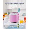 imageEUHOMY Countertop Ice Maker Machine with Handle 26lbs in 24Hrs 9 Ice Cubes Ready in 6 Mins AutoCleaning Portable Ice Maker with Basket and Scoop for HomeKitchenCampingRV BlackPink