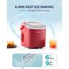 imageEUHOMY Countertop Ice Maker Machine with Handle 26lbs in 24Hrs 9 Ice Cubes Ready in 6 Mins AutoCleaning Portable Ice Maker with Basket and Scoop for HomeKitchenCampingRV BlackRed
