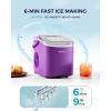 imageEUHOMY Countertop Ice Maker Machine with Handle 26lbs in 24Hrs 9 Ice Cubes Ready in 6 Mins AutoCleaning Portable Ice Maker with Basket and Scoop for HomeKitchenCampingRV BlackPurple