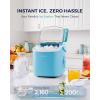 imageEUHOMY Countertop Ice Maker Machine with Handle 26lbs in 24Hrs 9 Ice Cubes Ready in 6 Mins AutoCleaning Portable Ice Maker with Basket and Scoop for HomeKitchenCampingRV BlackBlue