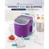 imageEUHOMY Countertop Ice Maker Machine with Handle 26lbs in 24Hrs 9 Ice Cubes Ready in 6 Mins AutoCleaning Portable Ice Maker with Basket and Scoop for HomeKitchenCampingRV BlackPurple