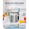 imageEUHOMY Countertop Ice Maker Machine with Handle 26lbs in 24Hrs 9 Ice Cubes Ready in 6 Mins AutoCleaning Portable Ice Maker with Basket and Scoop for HomeKitchenCampingRV BlackLight Grey