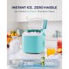 imageEUHOMY Countertop Ice Maker Machine with Handle 26lbs in 24Hrs 9 Ice Cubes Ready in 6 Mins AutoCleaning Portable Ice Maker with Basket and Scoop for HomeKitchenCampingRV BlackGreen