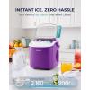 imageEUHOMY Countertop Ice Maker Machine with Handle 26lbs in 24Hrs 9 Ice Cubes Ready in 6 Mins AutoCleaning Portable Ice Maker with Basket and Scoop for HomeKitchenCampingRV BlackPurple