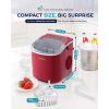 imageEUHOMY Countertop Ice Maker Machine with Handle 26lbs in 24Hrs 9 Ice Cubes Ready in 6 Mins AutoCleaning Portable Ice Maker with Basket and Scoop for HomeKitchenCampingRV BlackRed