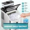 imageEUHOMY Ice Cube Maker Machine Countertop with External Water Tank 34Lbs 16Pcs Ready in 13 Mins 2 Ways to Add Water AutoCleaning with Ice Scoop ampamp Basket for HomeKitchenOfficeBar BlackStainless Steel Silver