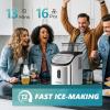imageEUHOMY Ice Cube Maker Machine Countertop with External Water Tank 34Lbs 16Pcs Ready in 13 Mins 2 Ways to Add Water AutoCleaning with Ice Scoop ampamp Basket for HomeKitchenOfficeBar BlackStainless Steel Silver