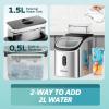 imageEUHOMY Ice Cube Maker Machine Countertop with External Water Tank 34Lbs 16Pcs Ready in 13 Mins 2 Ways to Add Water AutoCleaning with Ice Scoop ampamp Basket for HomeKitchenOfficeBar BlackStainless Steel Silver