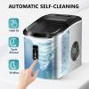 imageEUHOMY Ice Maker Countertop Machine  26 lbs in 24 Hours 9 Cubes Ready in 8 Mins Electric Icemaker and Compact Portable Ice Maker with Ice Scoop and Basket Perfect for HomeKitchenOfficeSliverStainless Steel Silver
