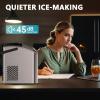 imageEUHOMY Ice Maker Countertop Machine  26 lbs in 24 Hours 9 Cubes Ready in 8 Mins Electric Icemaker and Compact Portable Ice Maker with Ice Scoop and Basket Perfect for HomeKitchenOfficeSliverSteel Light Silver