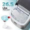 imageEUHOMY Ice Maker Countertop Portable Ice Machine with Carry Handle 265lbs Per Day 9 Cubes in 6 Mins AutoCleaning with Basket and Scoop for Home Kitchen Camping RV SilverStainless Steel Silver