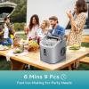 imageEUHOMY Ice Maker Countertop Portable Ice Machine with Carry Handle 265lbs Per Day 9 Cubes in 6 Mins AutoCleaning with Basket and Scoop for Home Kitchen Camping RV SilverGrey
