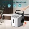 imageEUHOMY Ice Maker Countertop Portable Ice Machine with Carry Handle 265lbs Per Day 9 Cubes in 6 Mins AutoCleaning with Basket and Scoop for Home Kitchen Camping RV SilverStainless Steel Silver