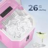 imageEUHOMY LunaArc Crescent Ice Maker Countertop 1600PcsDay Ready in 12Mins Auto Deep Cleaning Timer Portable Ice Maker Machine with Clear Ice Cubes for WhiskeyCoffeeSoft DrinksPink